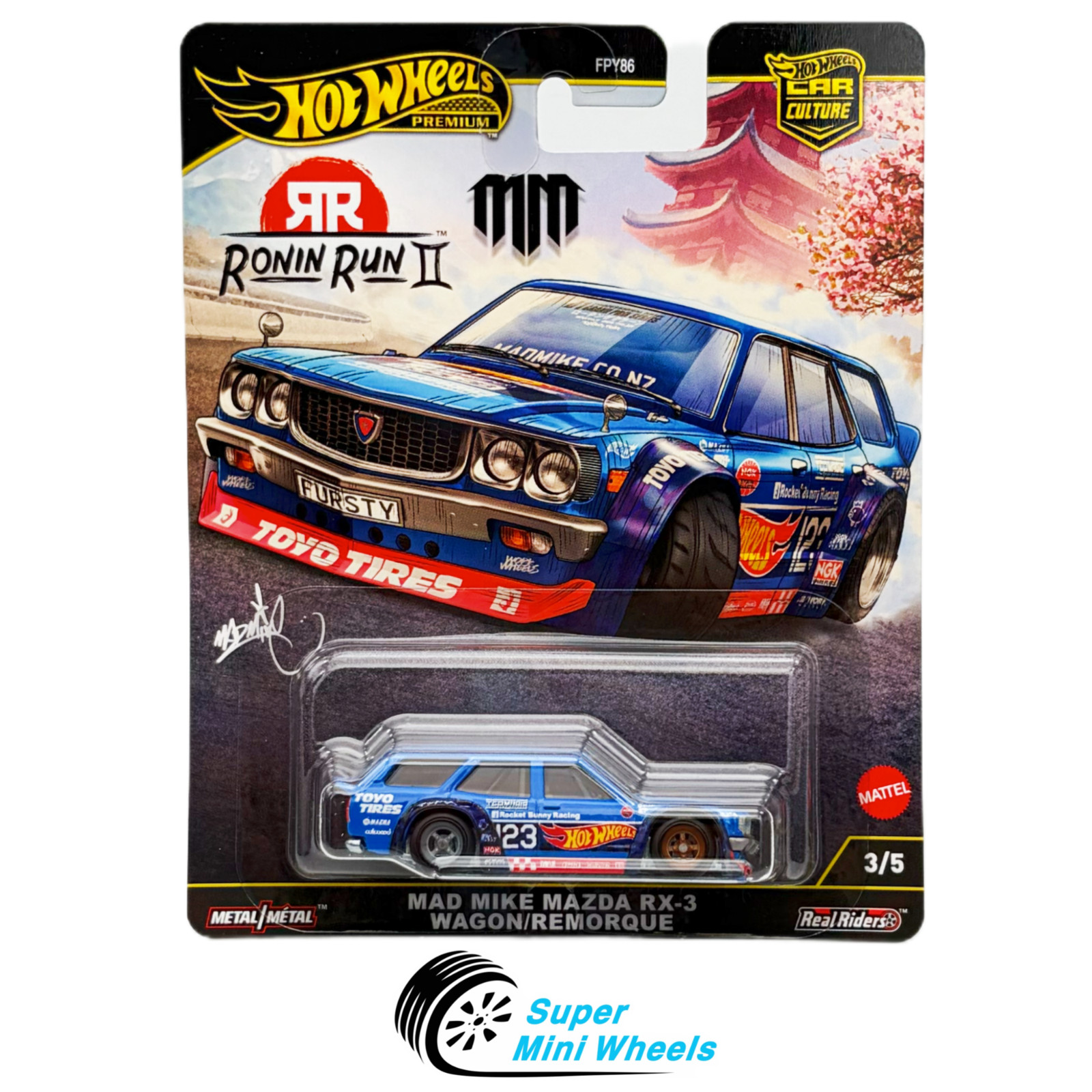 Hot Wheels Premium Mad Mike Mazda RX-3 Wagon/Remorque Car Culture Ronin Run II