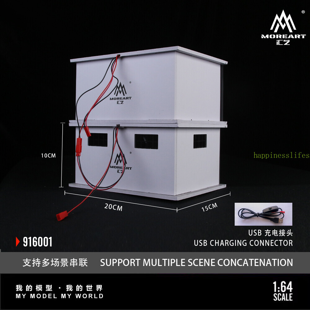 Diorama 1/64 Car Garage Model LED Lighting City Car Repair Shop Scene Model Toy