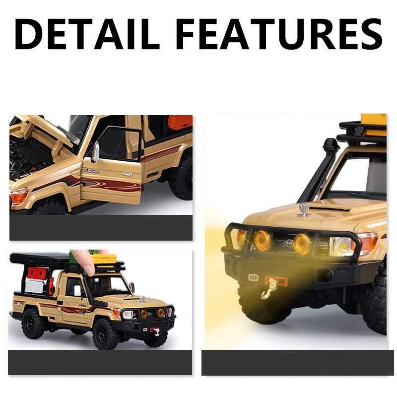 1/32 TOYOTA Land Cruiser LC79 Camping Off Road Toy Car Diecast Alloy Miniature P