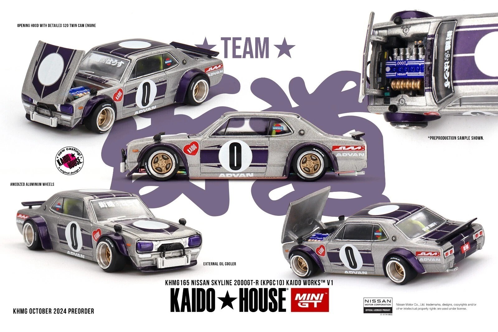 Kaido House Nissan 2000GT-R (KPGC10) Kaido Works V1 #0 1/64 Model KHMG165-3G