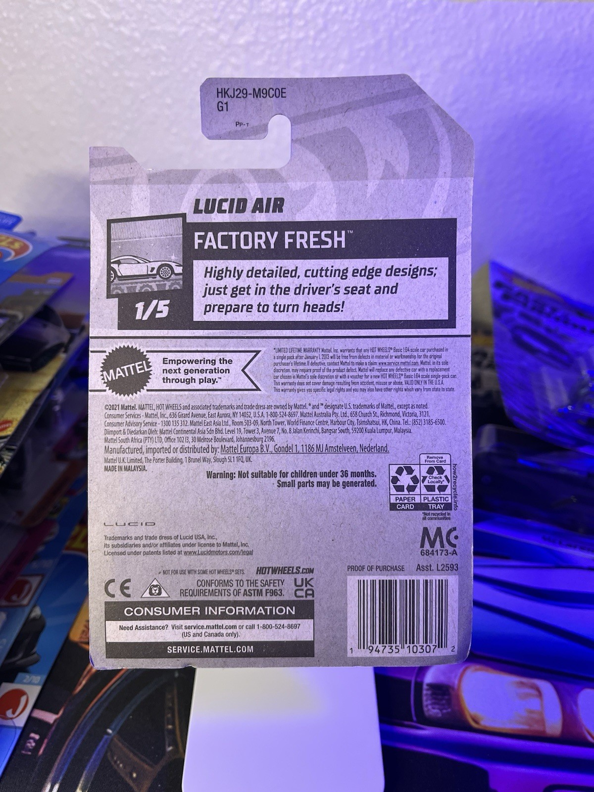 Hot Wheels Factory Fresh 2021 Lucid Air 1:64 Gold Diecast Unopened Box