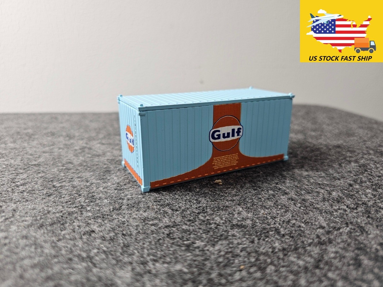 1:64 Alloy Gulf Painted 20′ Container Box Model Miniature Scene Barn Door Open