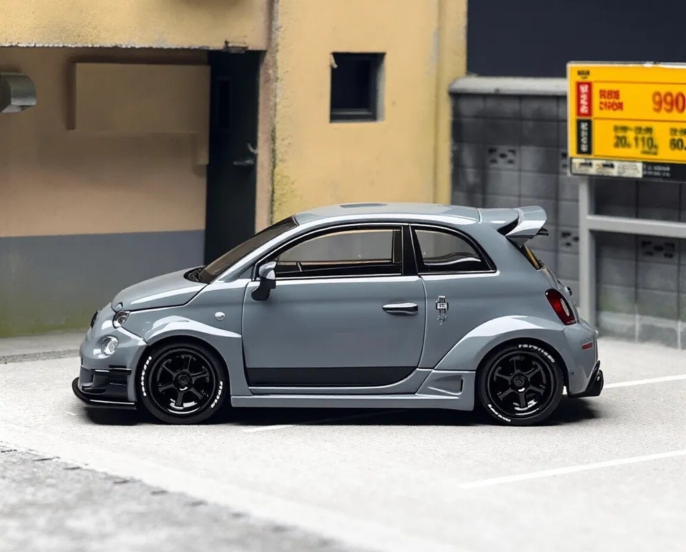 MINIGT 1:64 Gray Abarth 595 LB Works ABAS Sports Model Diecast Metal Car