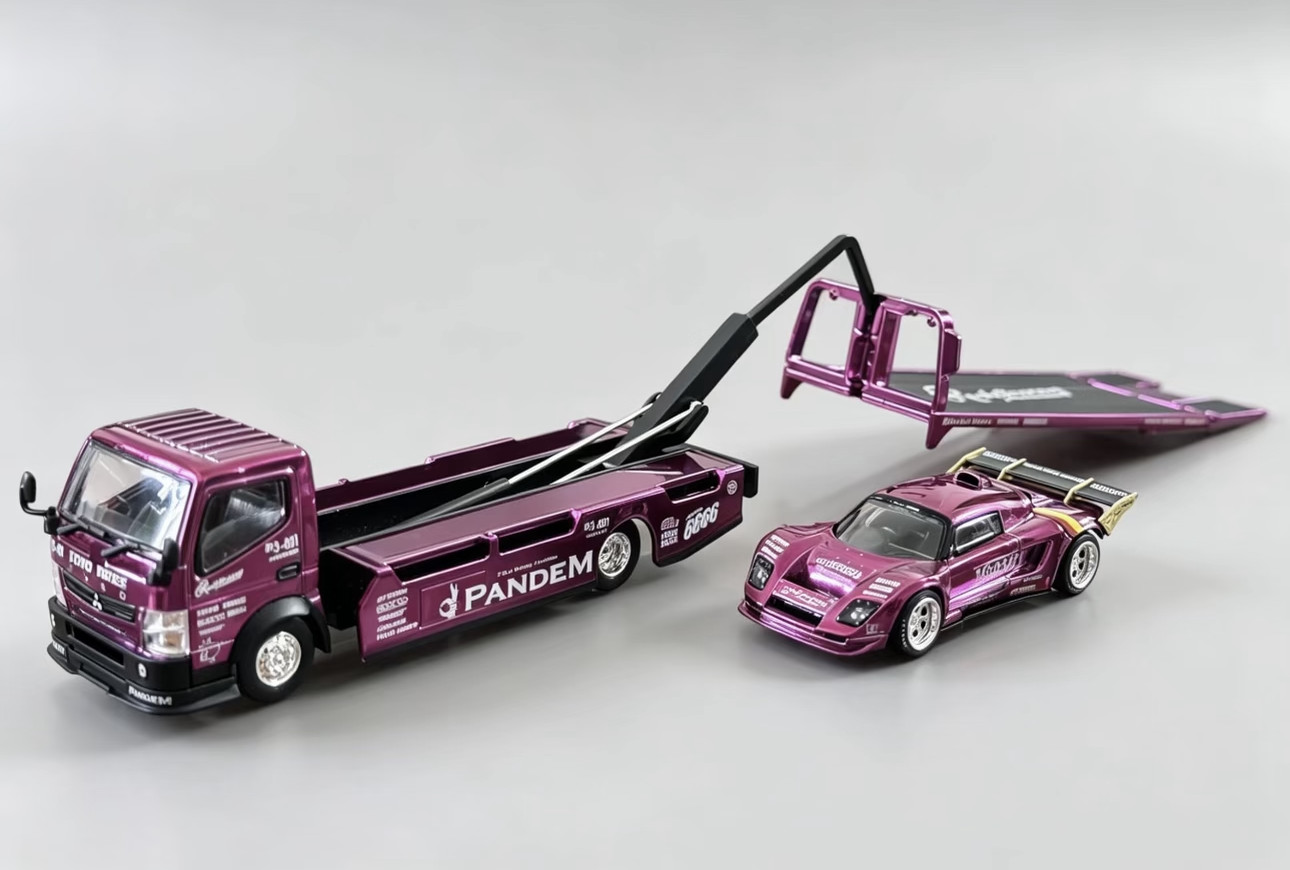 Pop Race 1:64 Pandem Lotus Elise Pandem Truck Box Set Purple Chrome HEC 2026