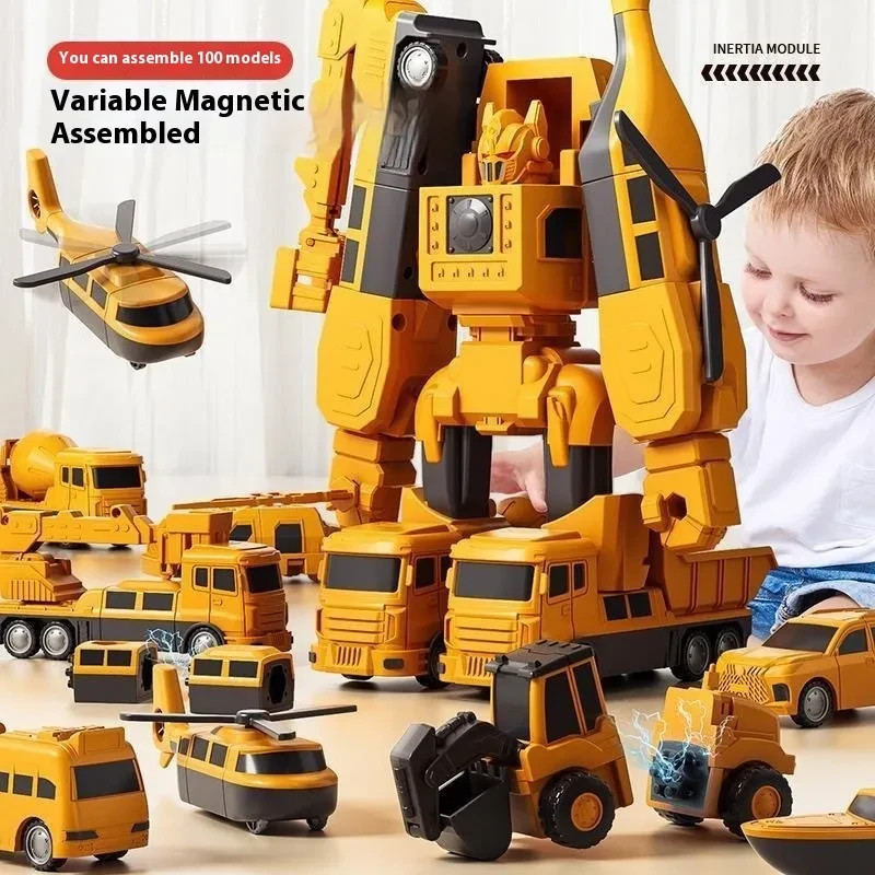 Magnetic Deformation Engineering Car Children’s Toy Building Block Toy 35pcs Set