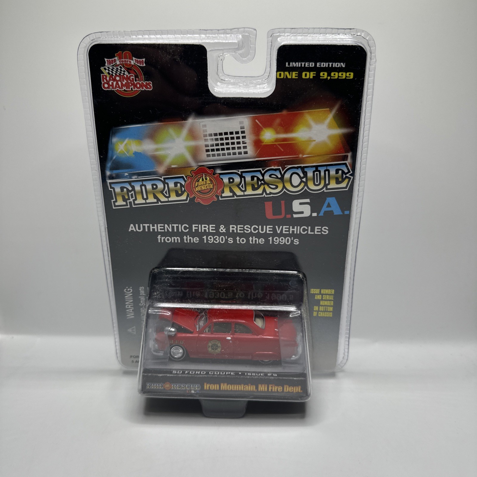 Racing Champions Fire-Rescue USA Iron Mountain, MI Fire Dept. ’50 Ford Coupe NEW