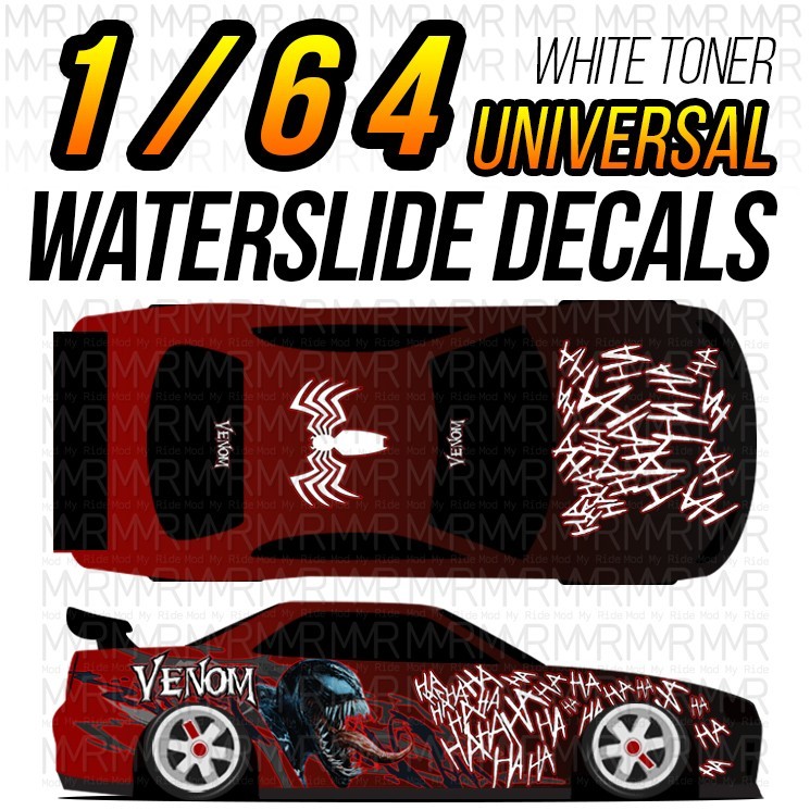 1/64 Scale VENOM DRIFT Custom White Toner Universal WaterSlide Decals for Hot