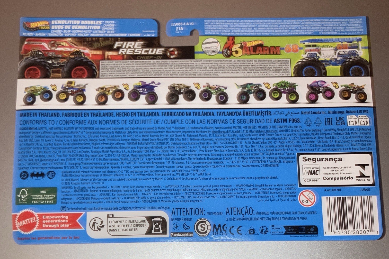 2026 Hot Wheels Monster Truck 2 Pack Hot Wheels FIRE RESCUE and HW 5 ALARM
