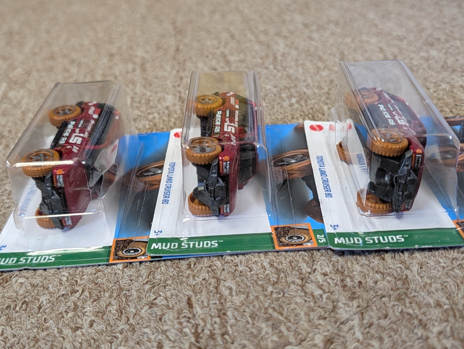Hot Wheels Toyota Land Cruiser J80 Kroger Exclusive Mud Studs Red Set Lot of 3