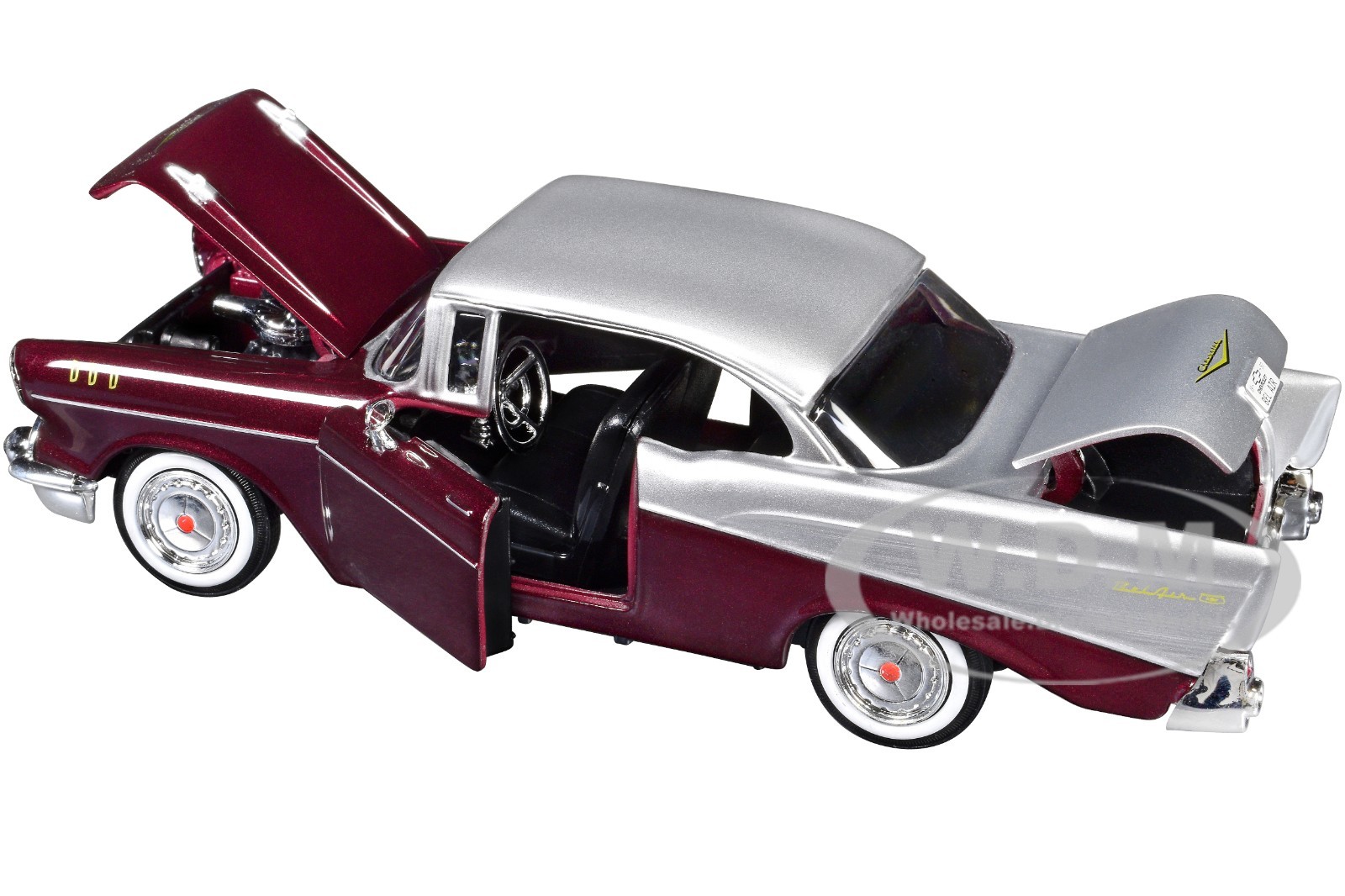 1957 CHEVROLET BEL AIR BURGUNDY & SILVER 1/24 DIECAST MODEL CAR MOTORMAX 73228