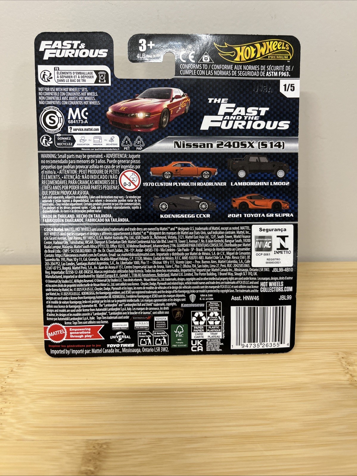 Hot Wheels 2025 Fast and Furious Nissan 240SX (S14) 1:64 Scale Ages 3+