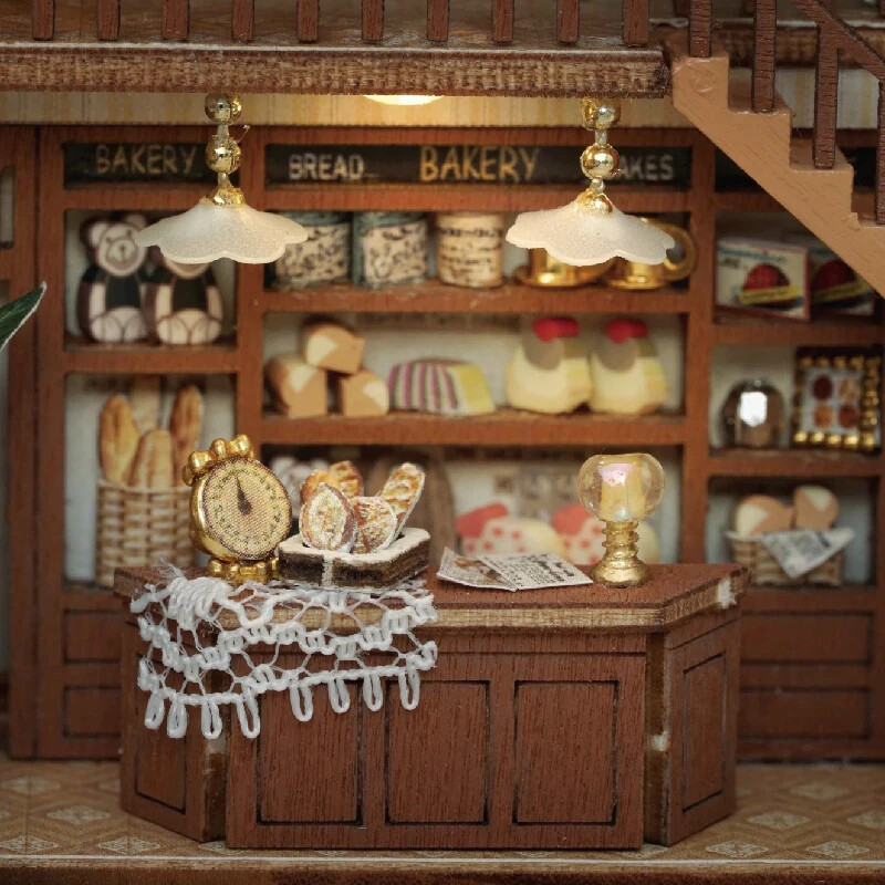 DIY Wooden Dollhouse Kit Furniture LED Lighting Wooden Building Model Gifts