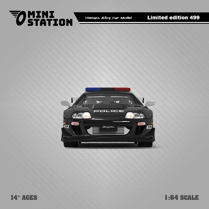 Mini Station 1:64 Supra A80Z GTA Police Car Diecast Model Car