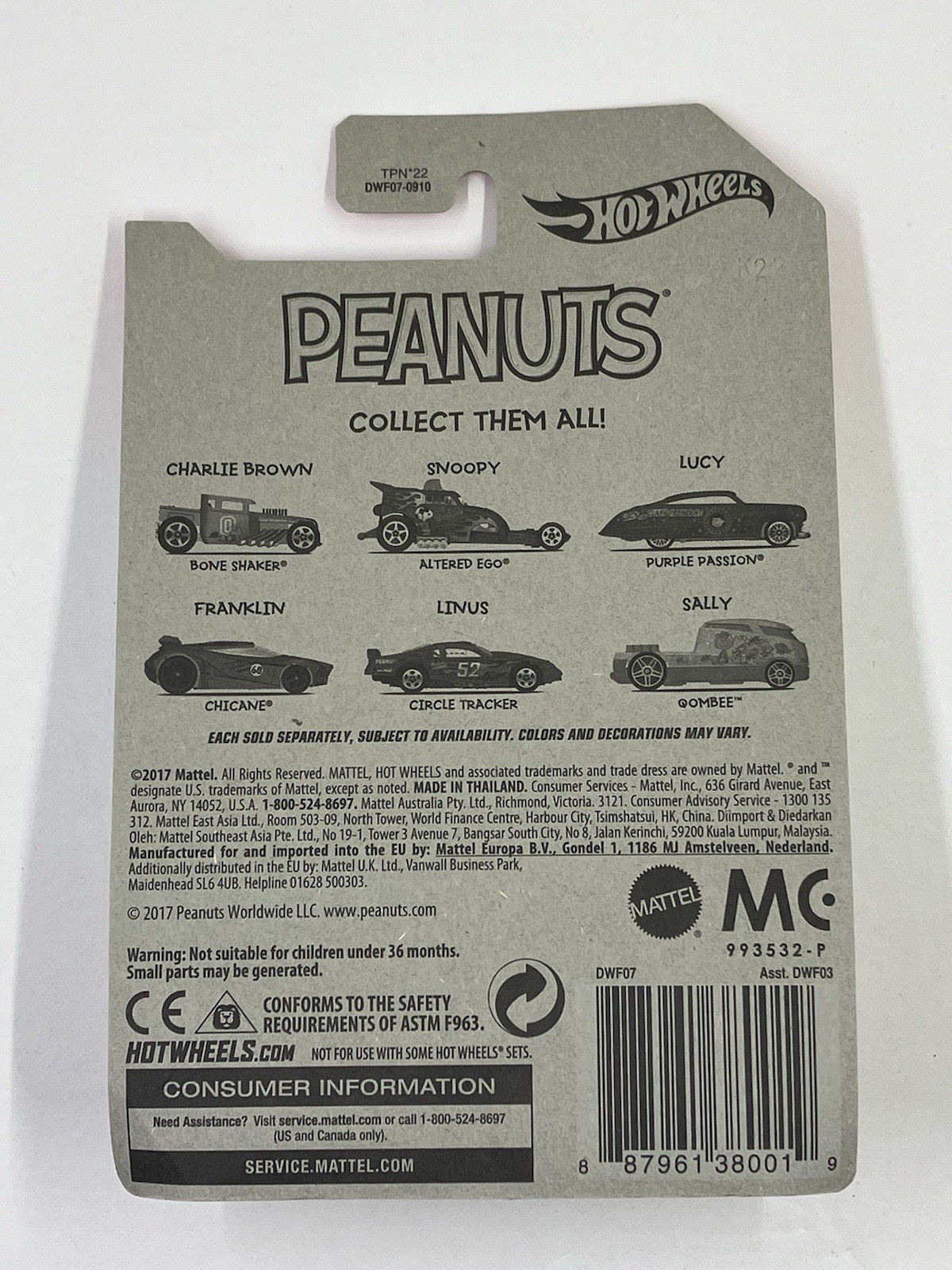 Hot Wheels – Peanuts – Complete Set of 6
