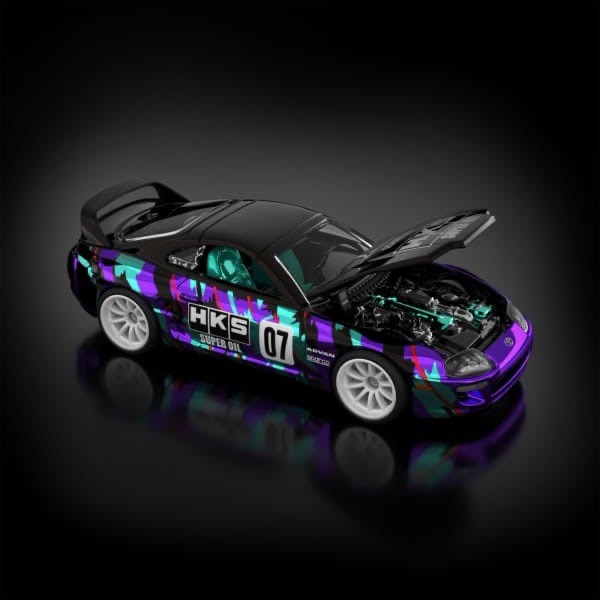 Hot Wheels RLC sELECTIONs 1997 Toyota Supra HKS “oil splash” with Removable Top!