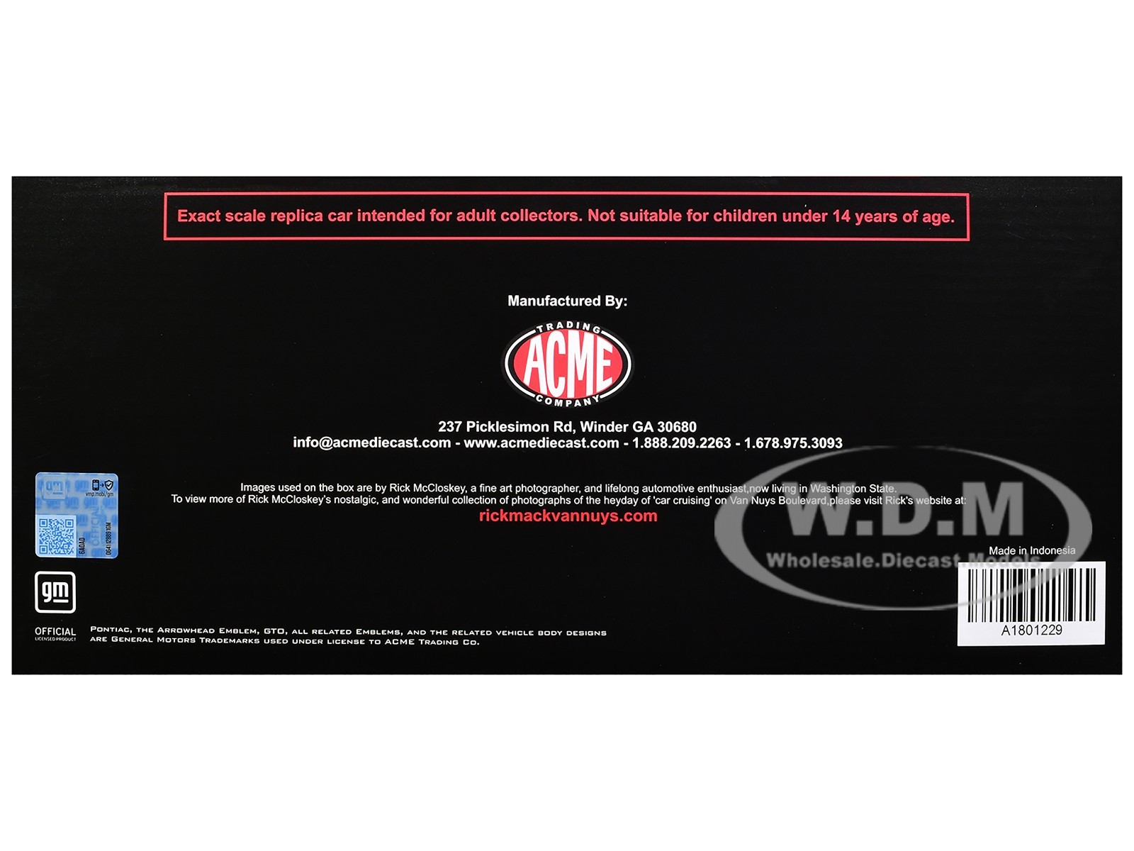 1970 PONTIAC GTO RAM AIR IV “MAIN STREET” BLACK 1/18 DIECAST BY ACME A1801229