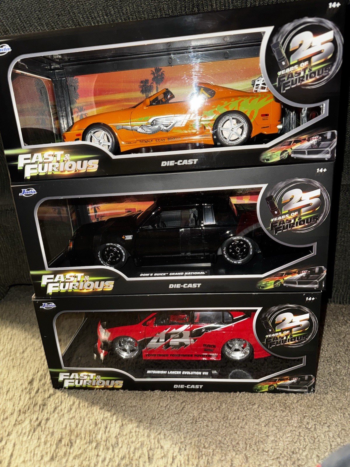 JADA 1:18 FAST & FURIOUS 25th Anniversary 3 Unit Lot Supra Grand National Lancer