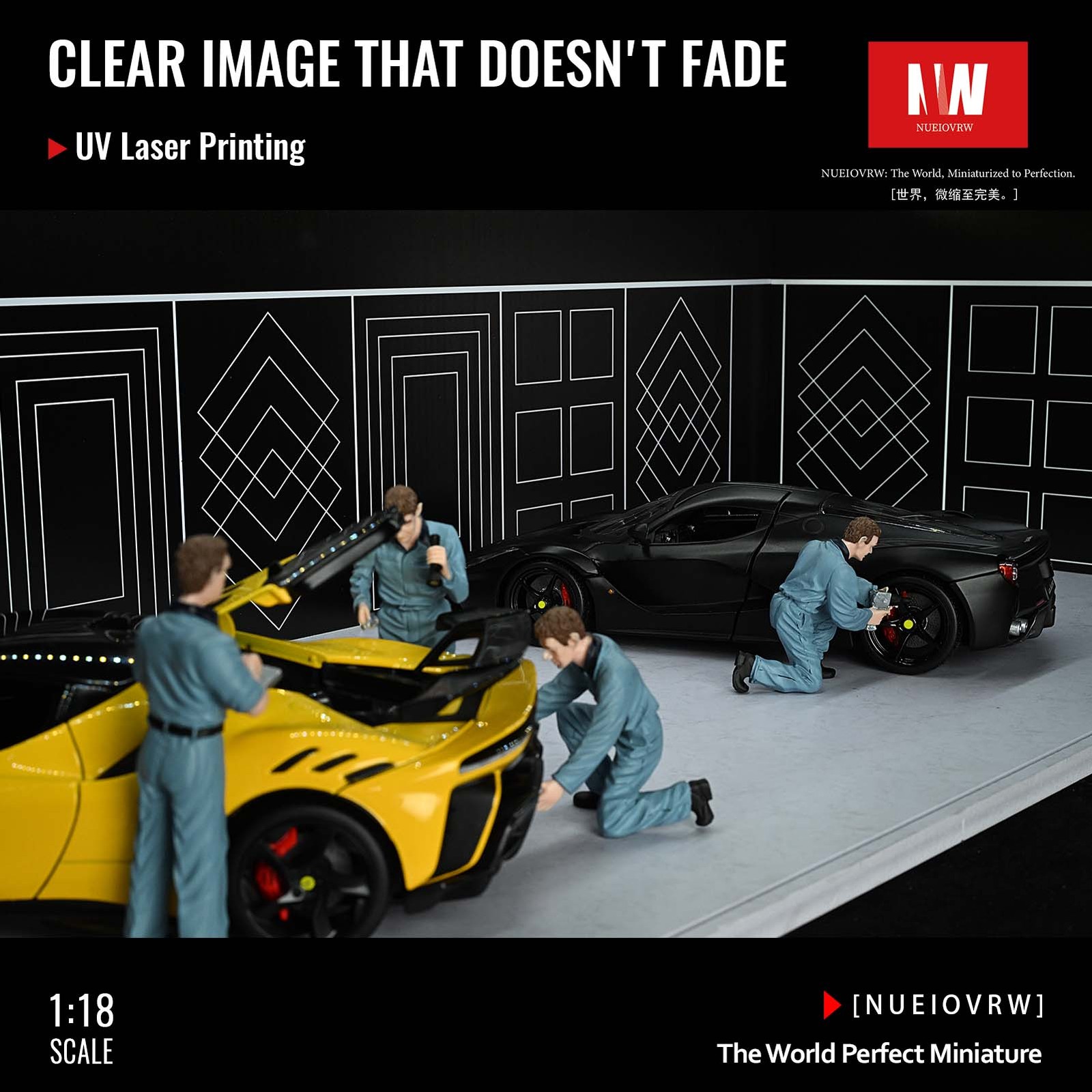 Diorama 1/18 Car Garage Model LED Light Street Building Showroom Display Gift US