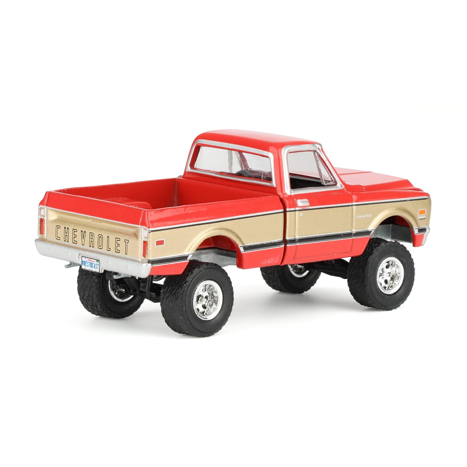1/64 Lifted 1969 Chevrolet K10 Pickup Truck, Red & Gold, GL, 51687-B