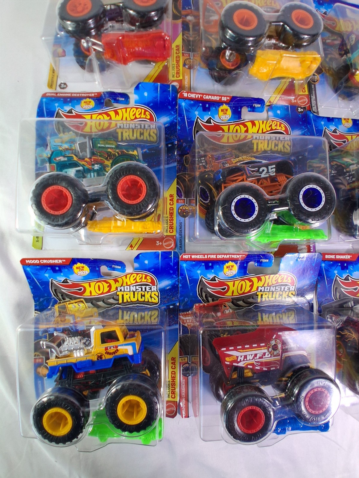 Lot of 12 Hot Wheels Monster Trucks Sealed Bone Shaker Fire Dept Camaro SS…
