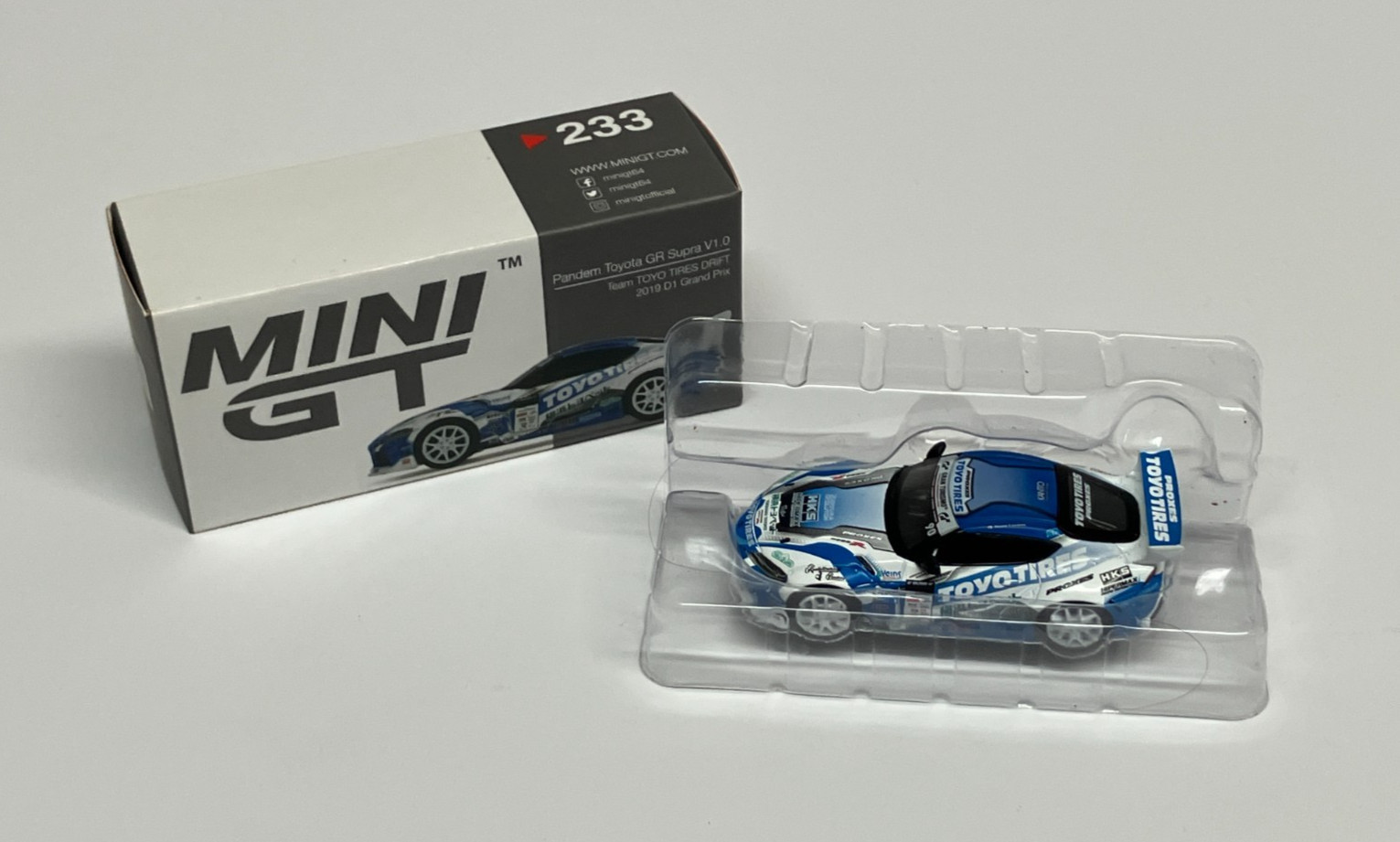 MINI GT 233 Pandem Toyota GR Supra V1.0 Team TOYO TIRES DRIFT 2019 D1 Grand Prix