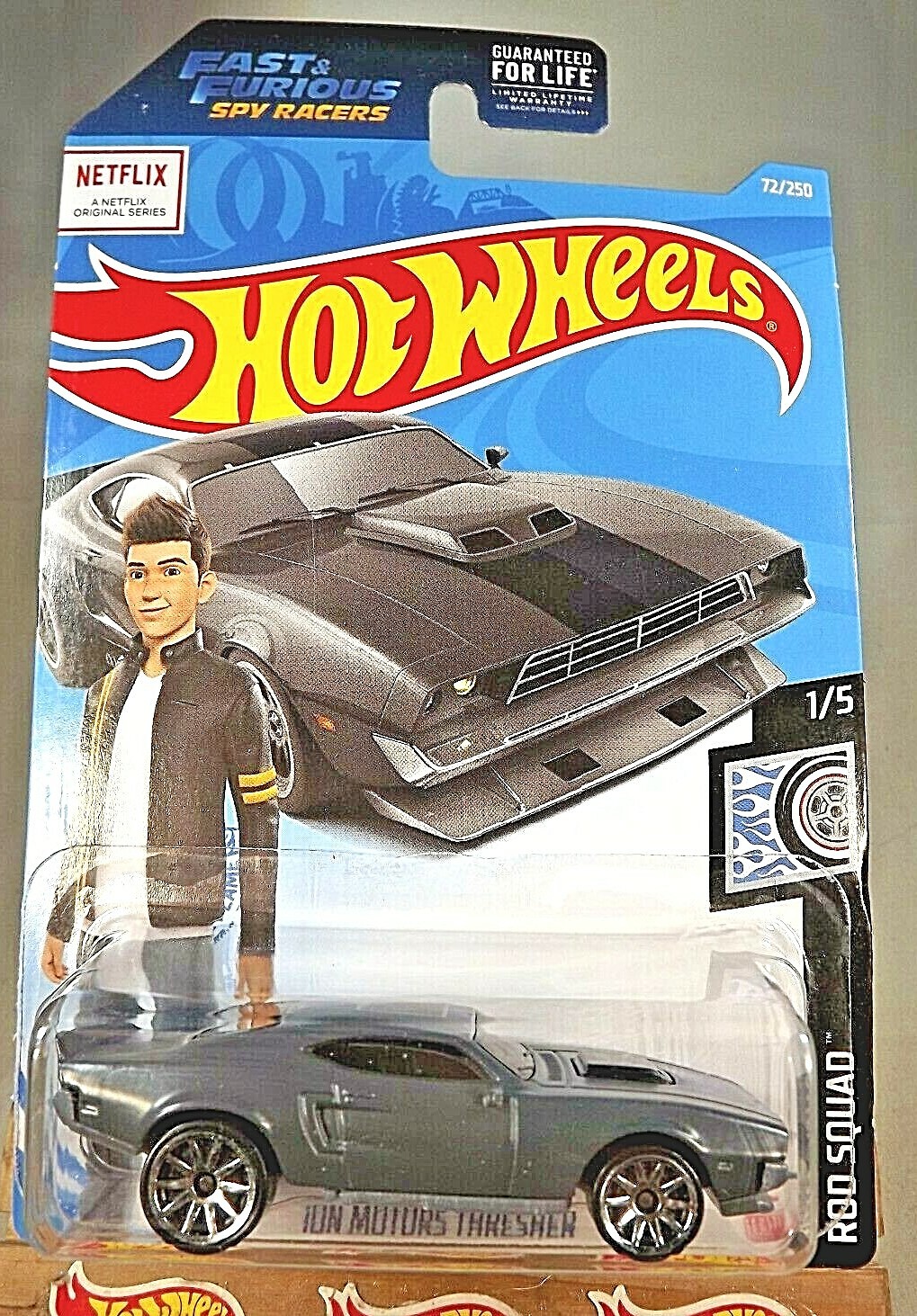 2021 Hot Wheels #72 Rod Squad 1/5 ION MOTORS THRESHER Gray w/Chrome 10 Spokes