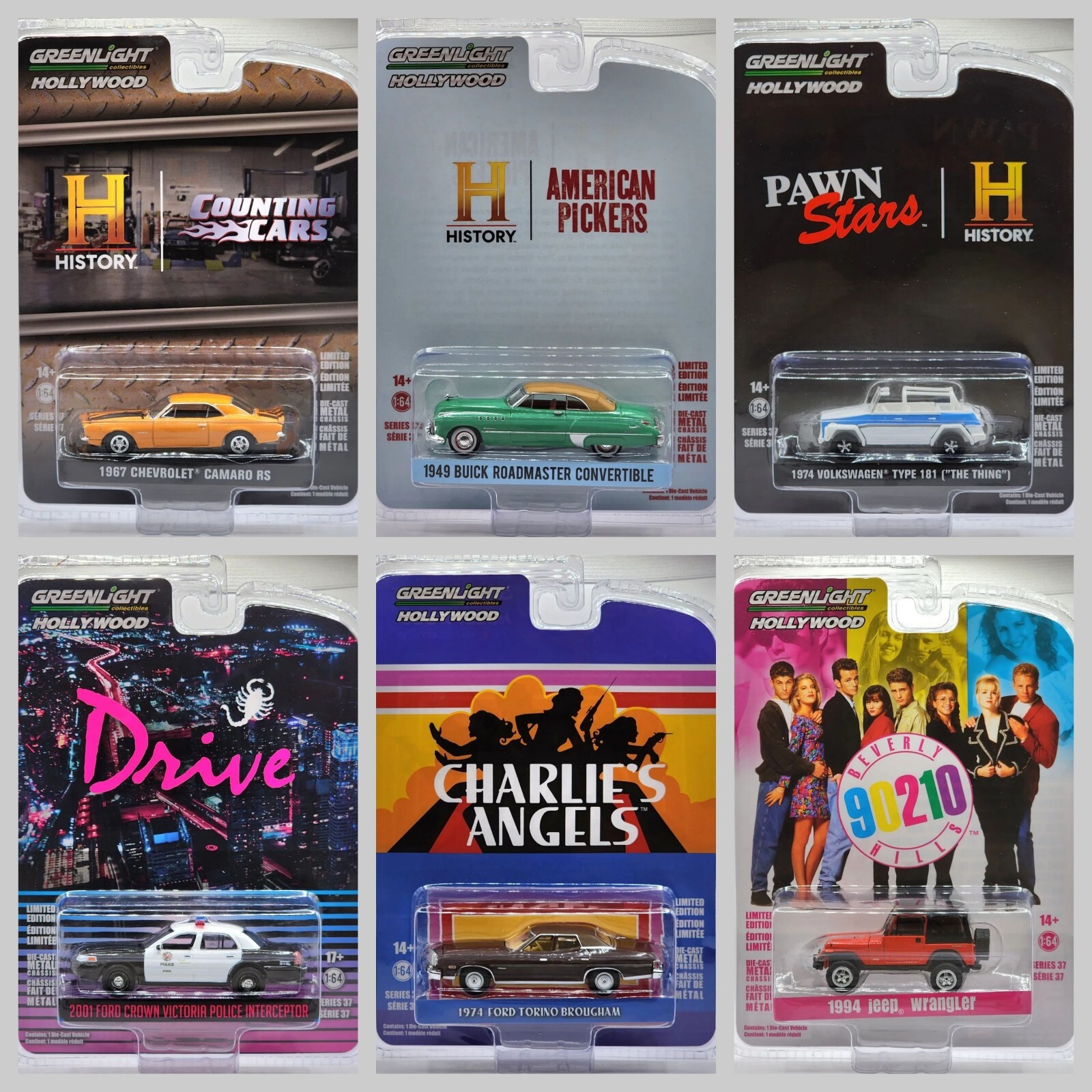 GREENLIGHT HOLLYWOOD SERIES 37 FACTORY SEALED CASE OF 6 VEHICLES POSSIBLE CHASE!