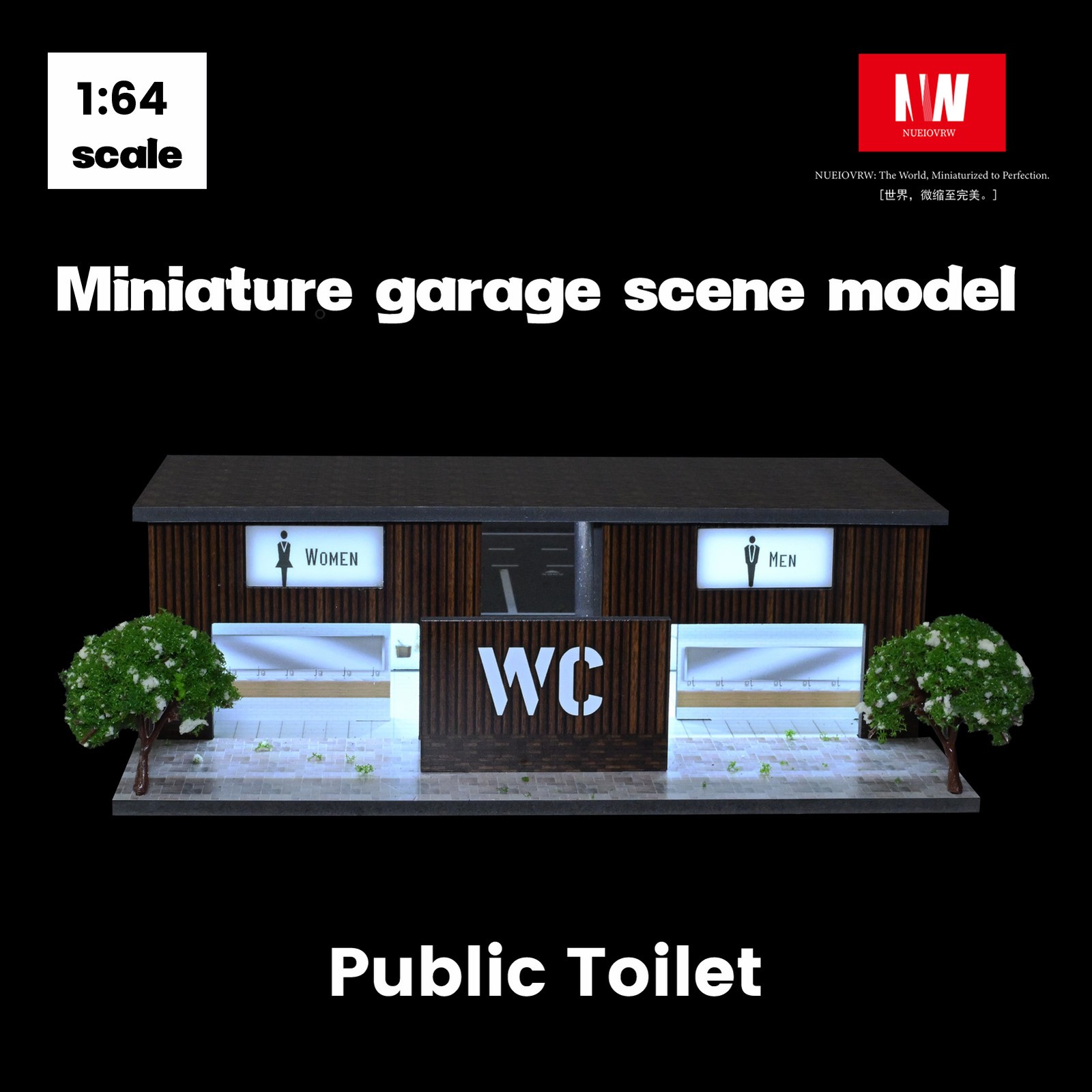 Diorama 1/64 Diecast Car Garage Model LED Street Toilet Building Scene Gifts US