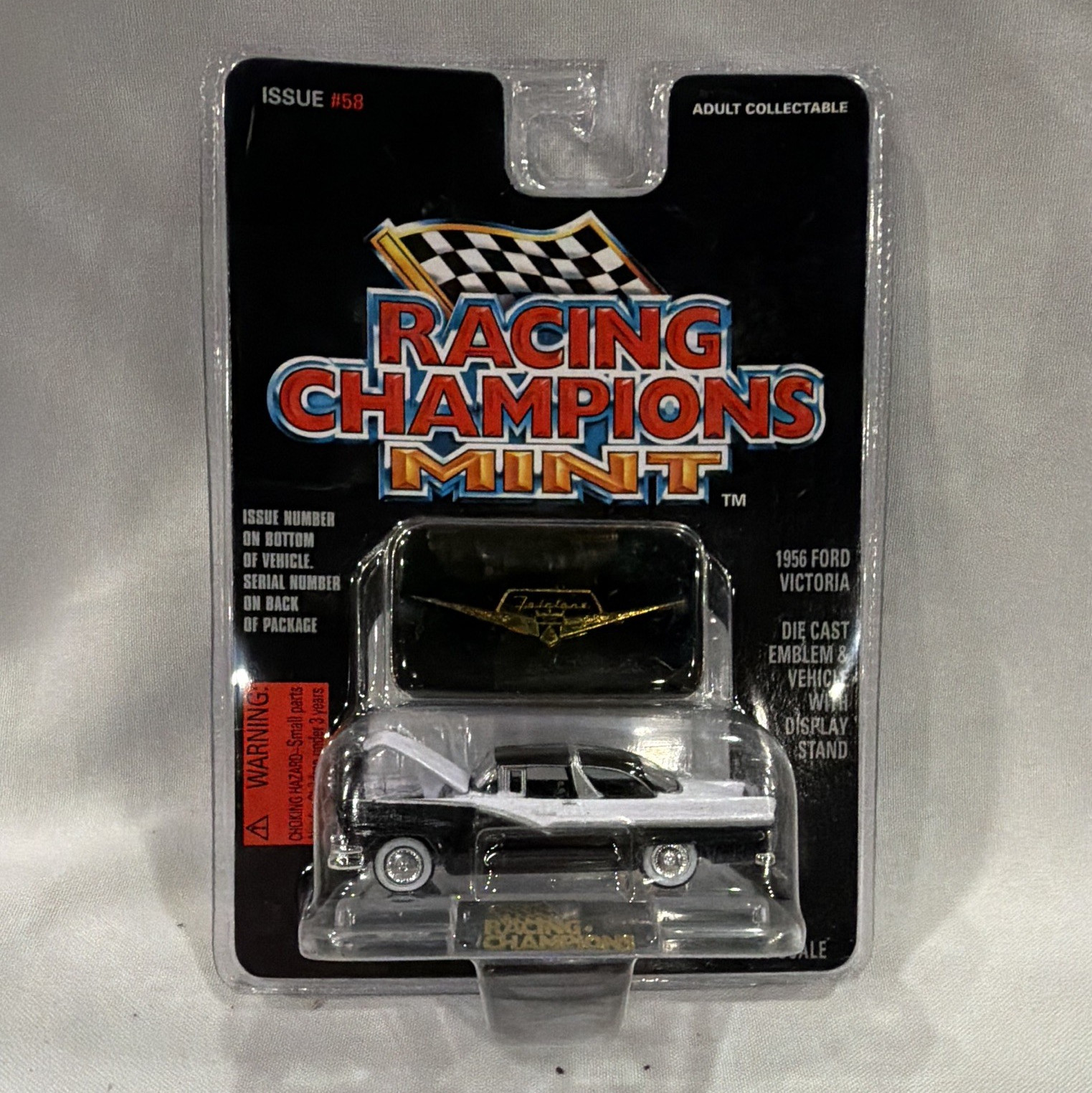 Racing Champions Mint 1:63 1956 Ford Victoria Black/White Diecast w/ Stand