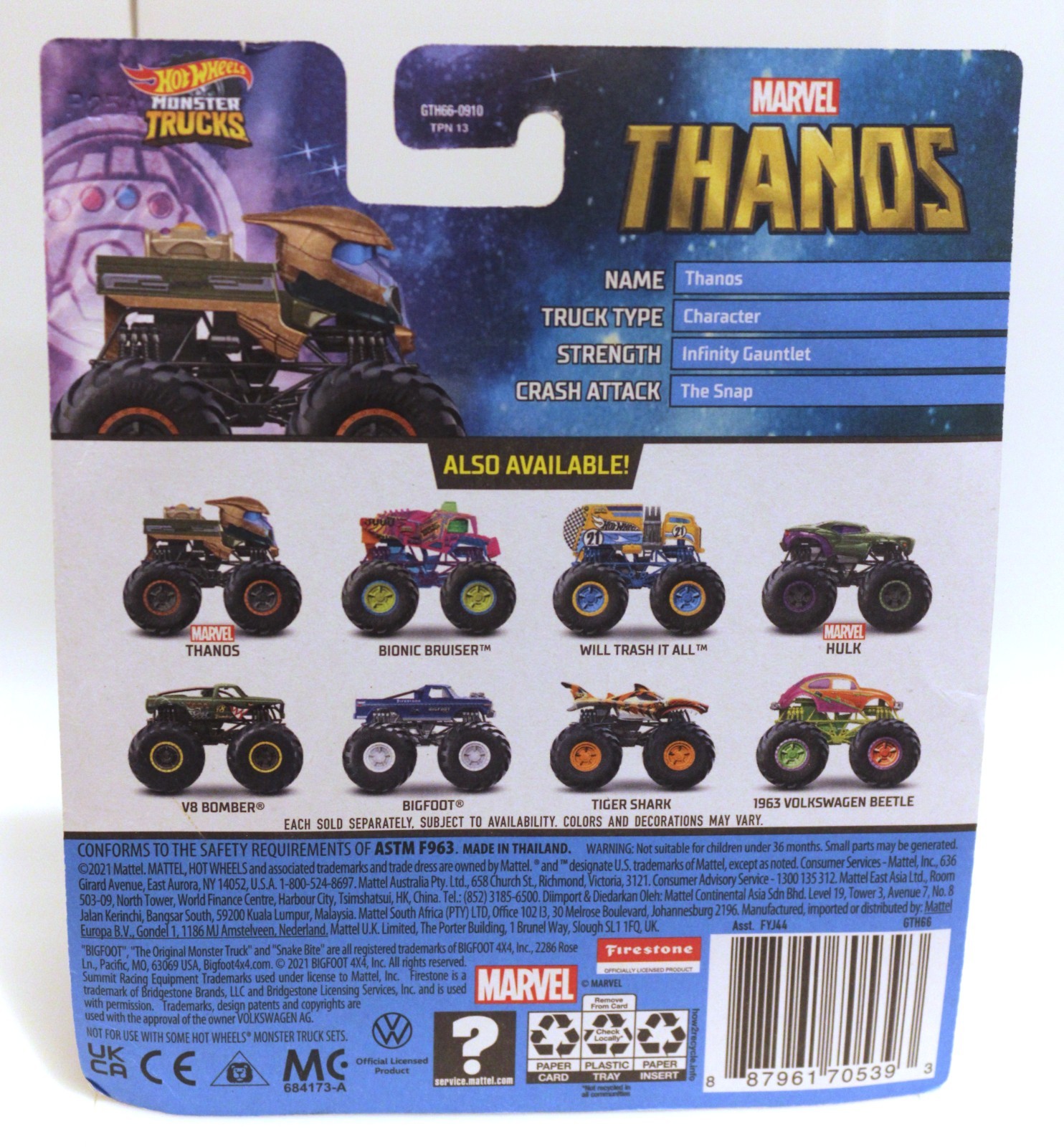 Hot Wheels Monster Trucks – Iron Man & Thanos (with Crushable Cars) – Marvel