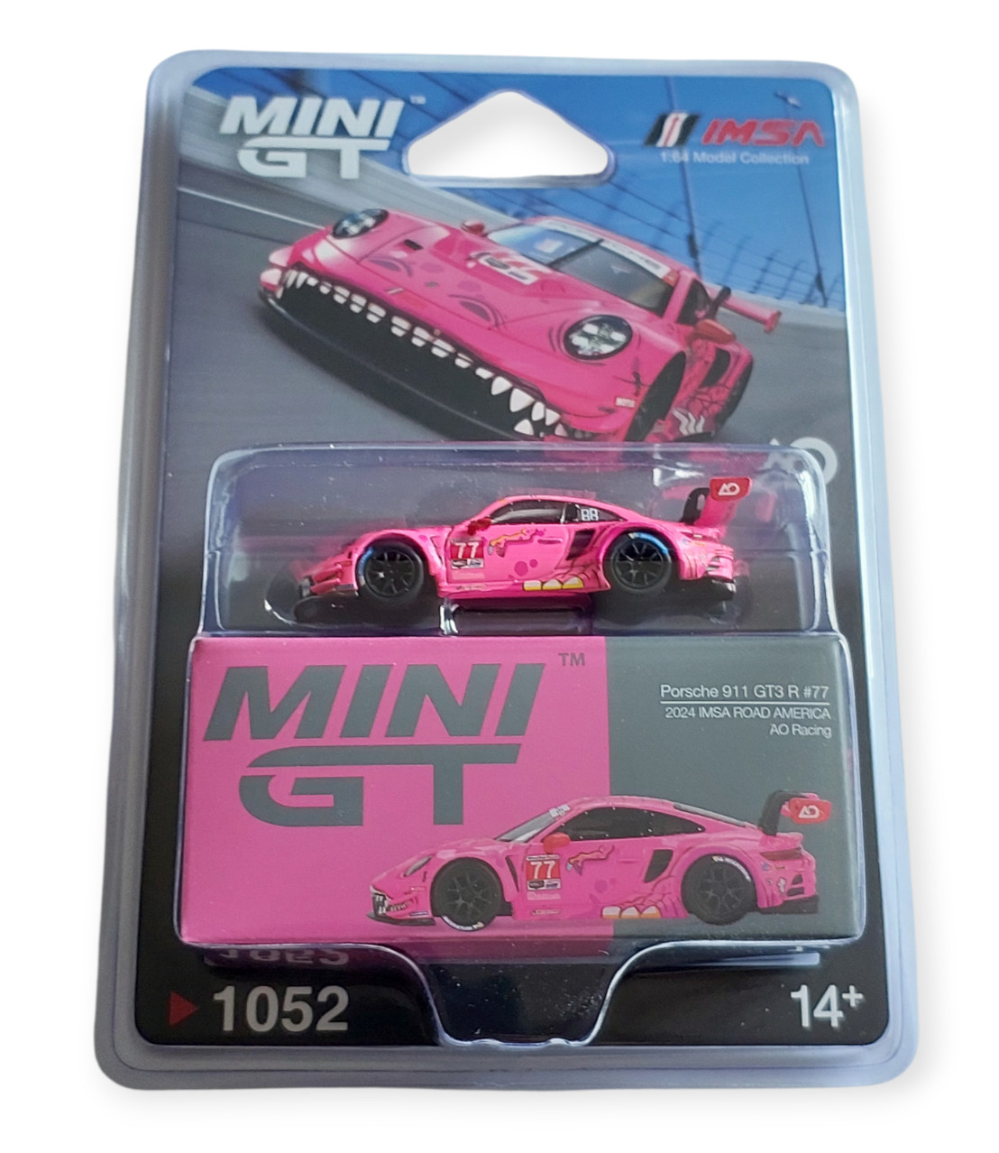TSM Mini GT 1052 Porsche 911 GT3 R #77 AO Racing 2024 IMSA Road America Blister