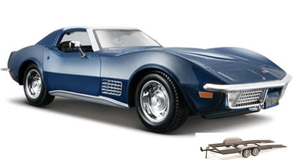 Diecast Car & Trailer 1970 Chevy Corvette T-Top Blue Maisto 31202 1/24 Scale