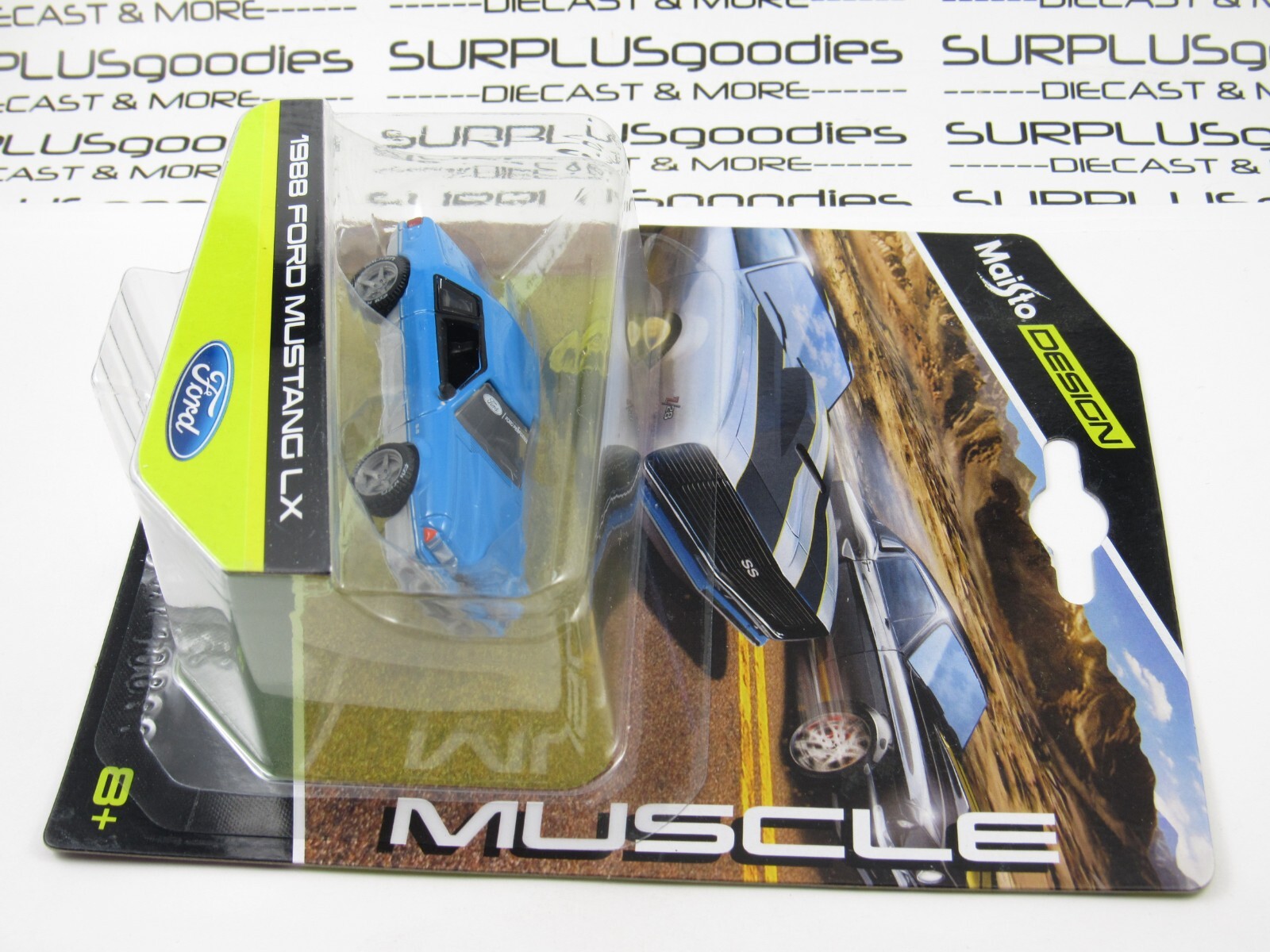 2022 Maisto Design Muscle 1:64 Light Blue 1988 FORD MUSTANG LX Foxbody Coupe