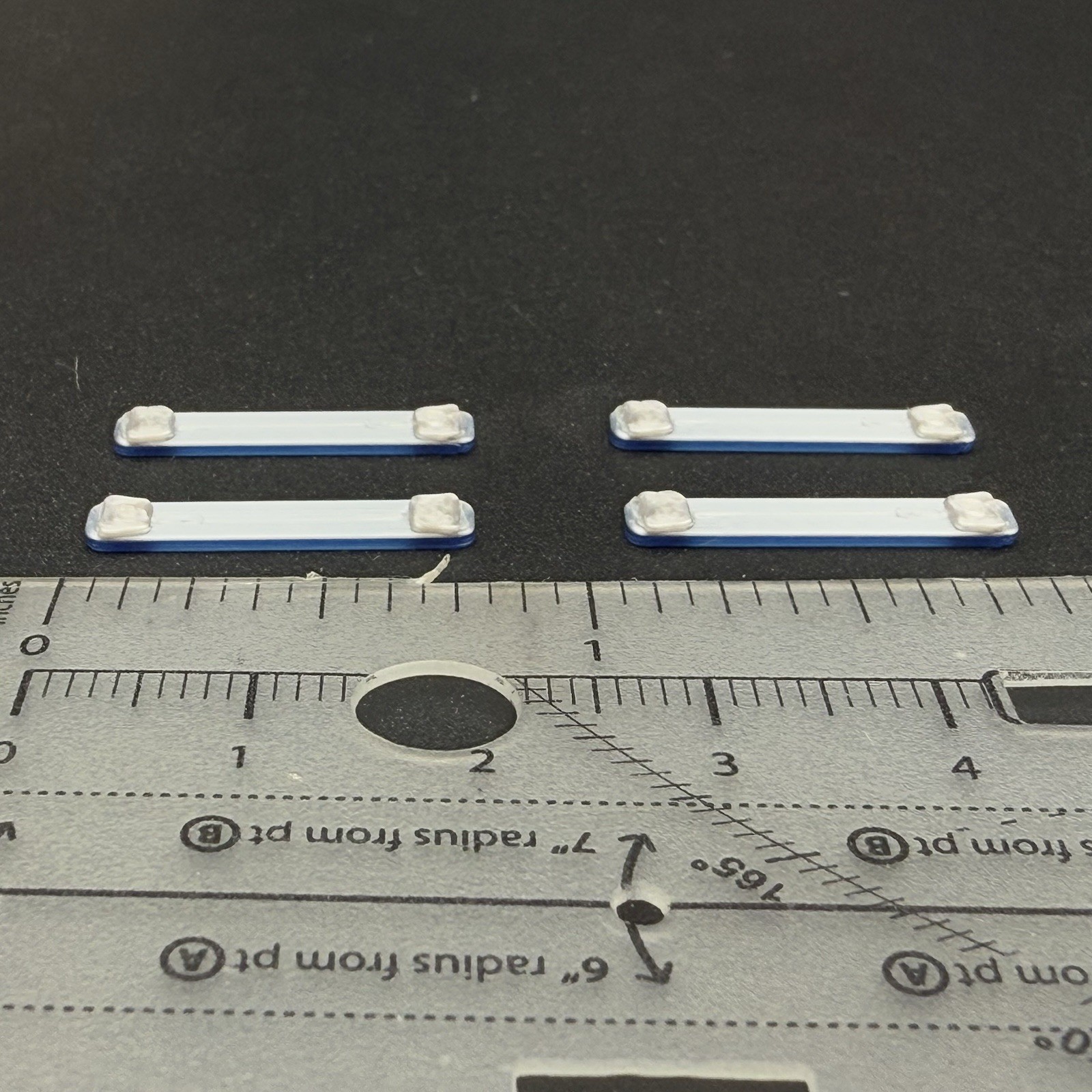 4 Pack 1/87 HO Scale Blue LED Style Long Whelen Lightbar Police Fire 8706