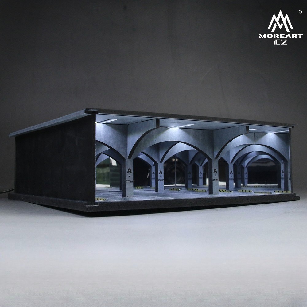 Diorama 1/64 Diecast Garage Model LED Underground Parking Lot Display Case Gift