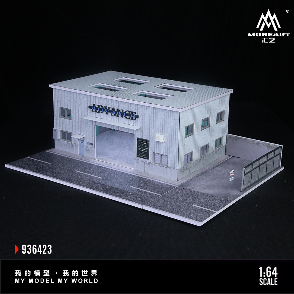 Diorama 1/64 Diecast Car Parking Lot Scene Model LED Factory Building Display US