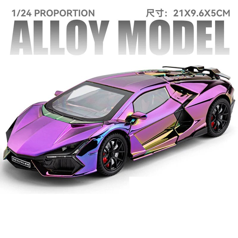 1:24 Lamborghini Revuelto Alloy Diecast-Cool Sound Light Pull-Back Car Toy Gift