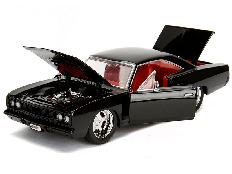 1970 PLYMOUTH ROAD RUNNER 440 BLACK 1/24 DIECAST MODEL CAR BY JADA 99581