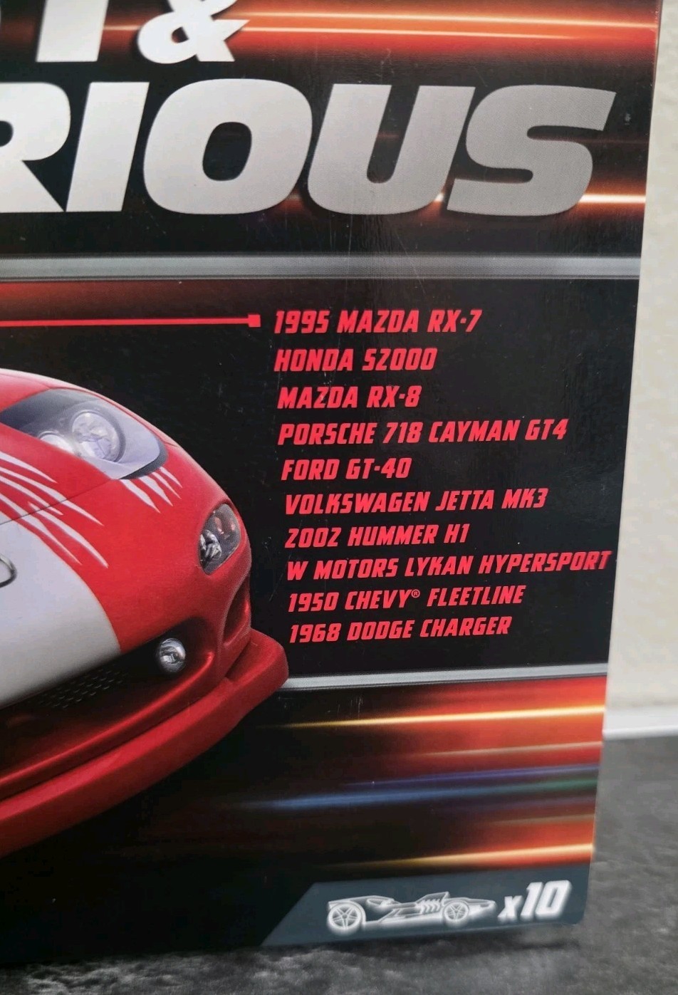 Hot Wheels Fast & Furious 10 Car Box Set Mazda Honda Ford Porsche Chevy Dodge