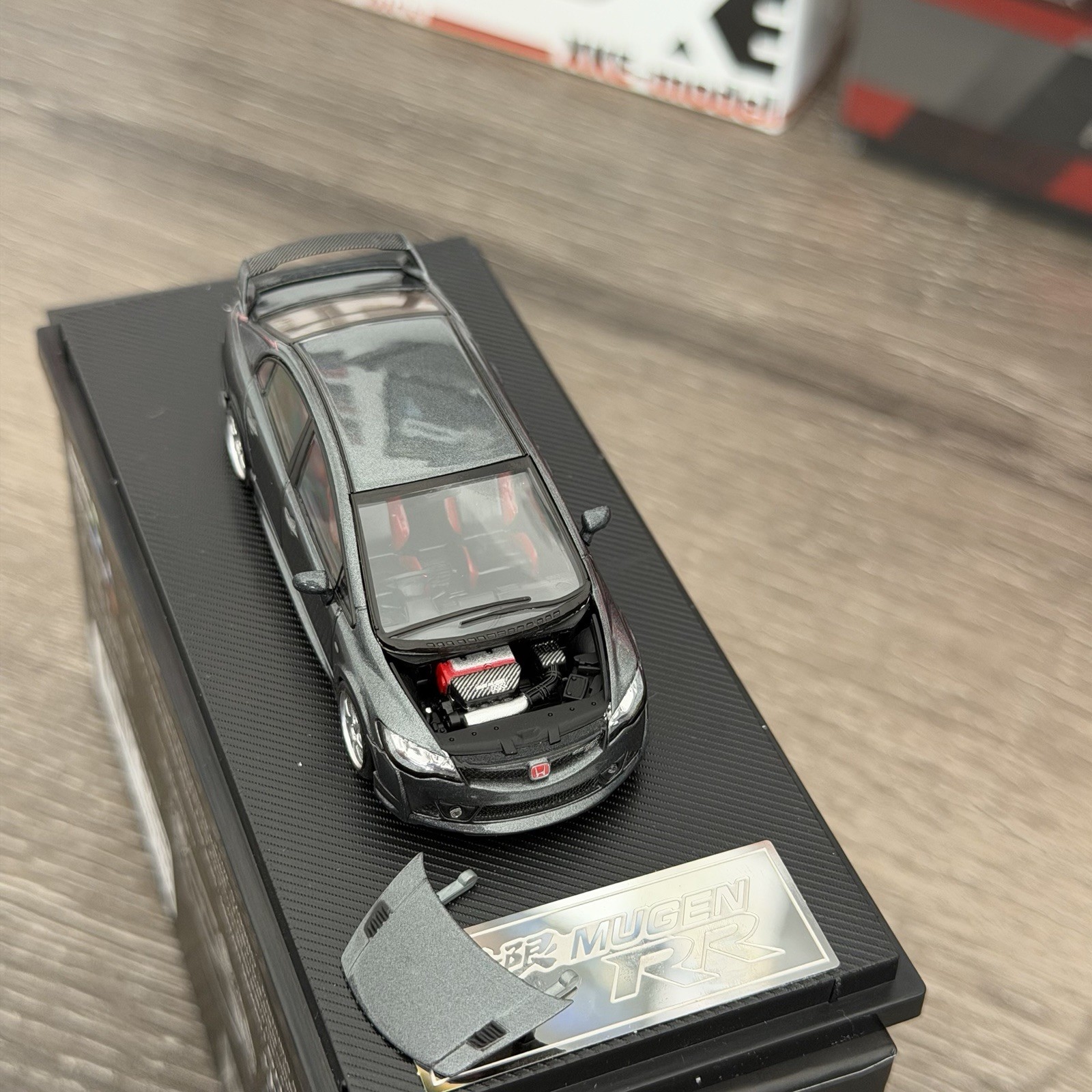 HONDA CIVIC FD2 MUGEN POWER HOOD COMES OFF 1/64 DIECAST CAR BY MICRO TURBO MT