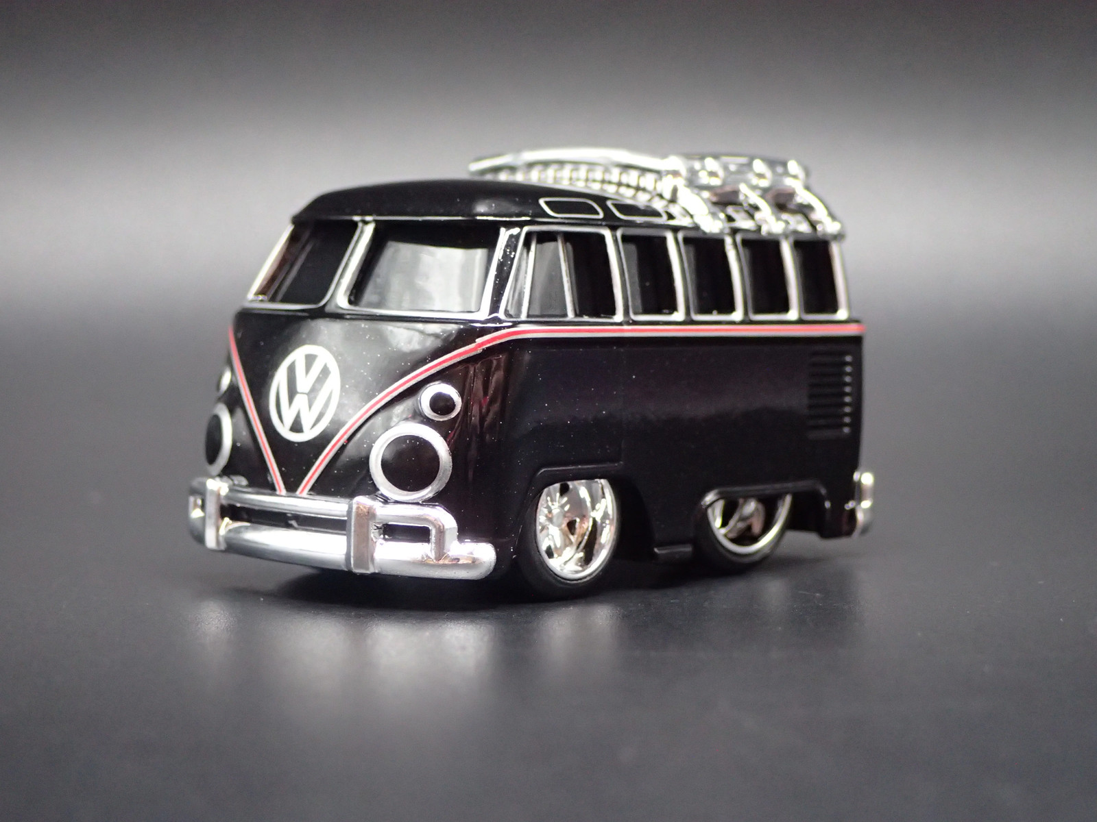 VW TYPE 2 T1 BUS CAR TUNED BLACK 1:64 SCALE DIORAMA DIECAST MODEL CAR