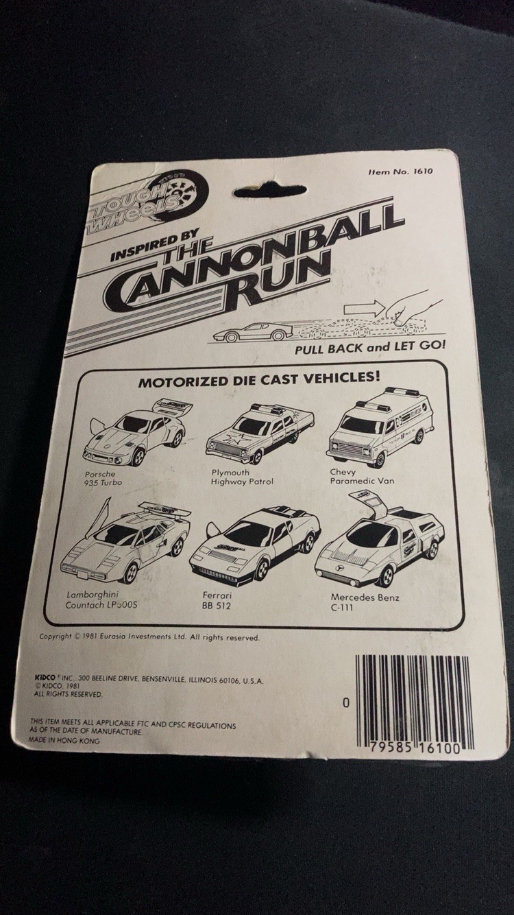 Kidco Tough Wheels Plymouth Highway Patrol Cannonball Run Pull Back Diecast