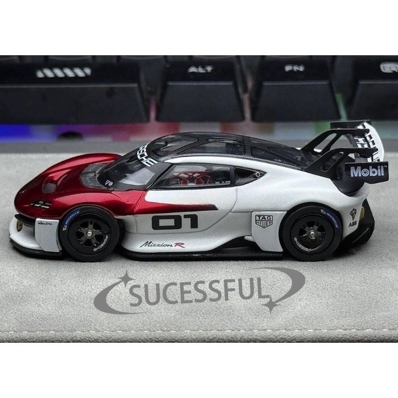 Red #1 Porsche Mission R Karium 1/64 Diecast Metal Collector Display