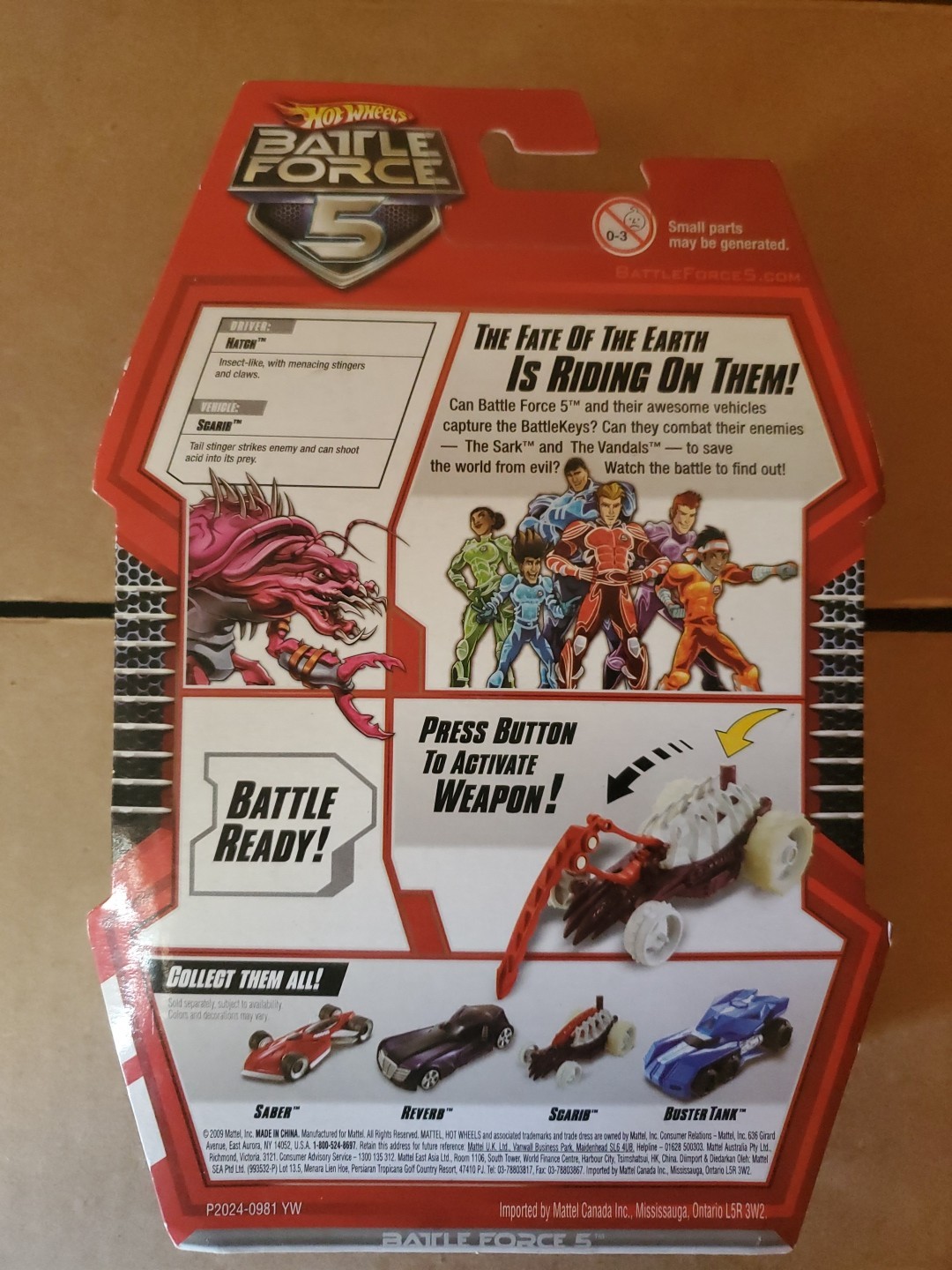 2011 Hot Wheels Battle Force 5 SCARIB Pull Back & Race HATCH