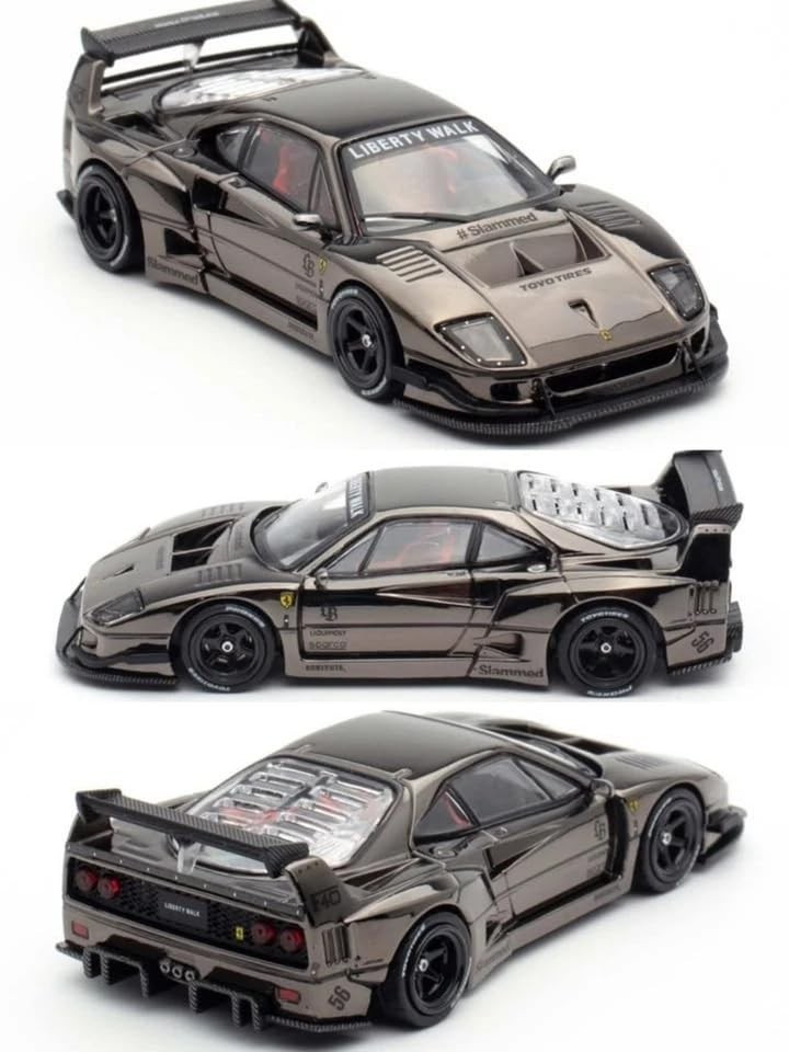 1:64 Inno64 Ferrari F40 LBWK Liberty Walk Chrome Black IN64-LBWKF40-CHB Diecast