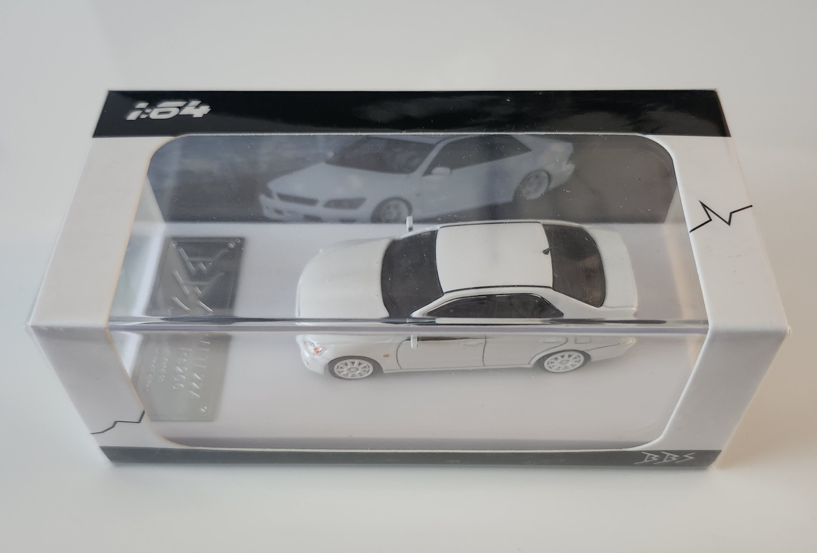 BBS 1/64 Lexus Altezza RS200 White/Black Diecast Car Model Unopened Box