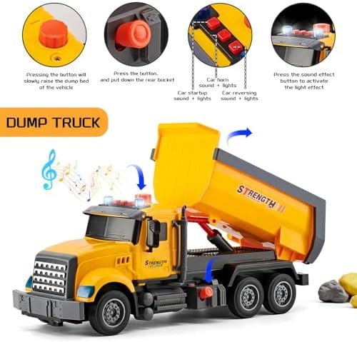 LerBao 2 Pack Large Construction Engineering Truck Toys,Moveable Claw Excavat…