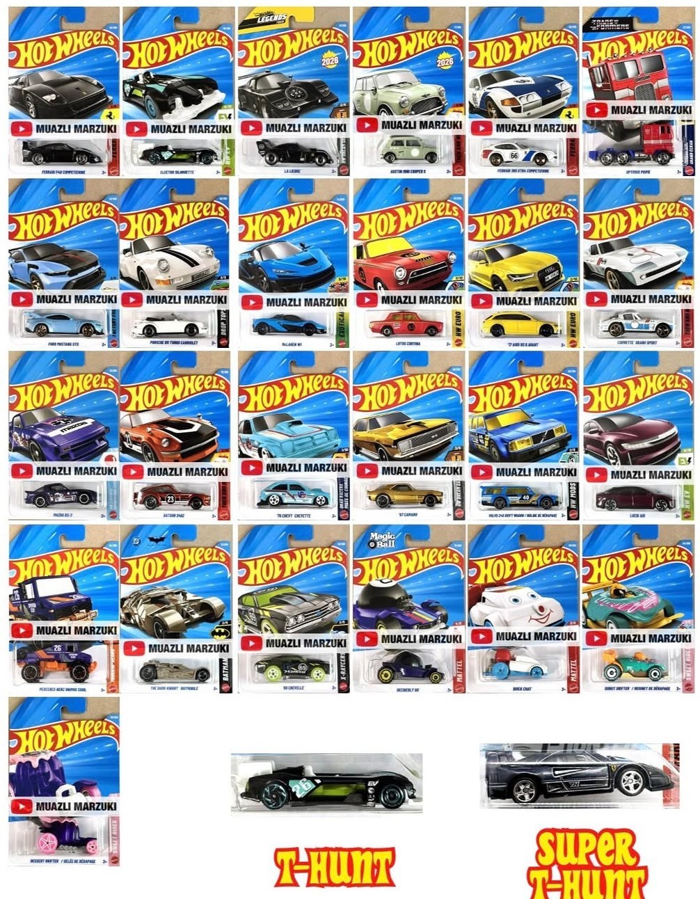 2026 Hot Wheels Complete Set from Mainlines, Treasure Hunt, & Exclusives 1-250