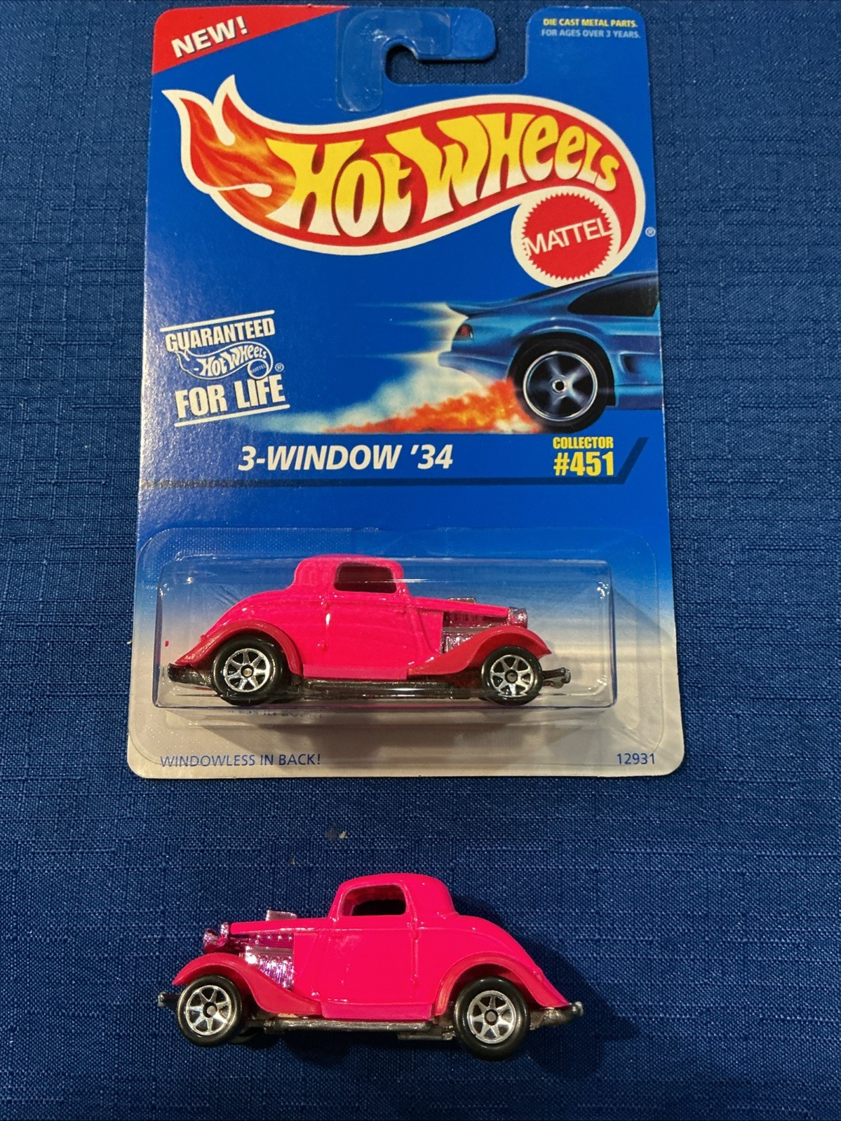 2 Vintage 1995 Hot Wheels Collectors #451 Pink 3-Window ‘34 Both New