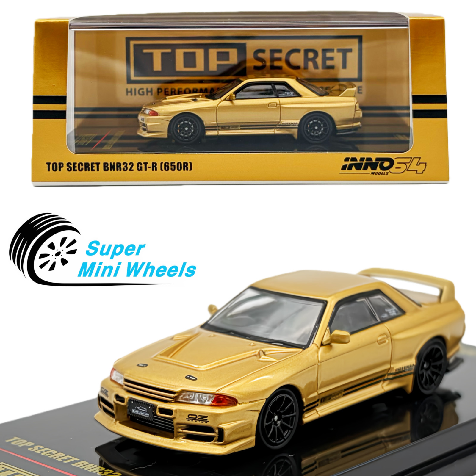 INNO64 1:64 Top Secret Nissan GT-R BNR32 (650R) Gold